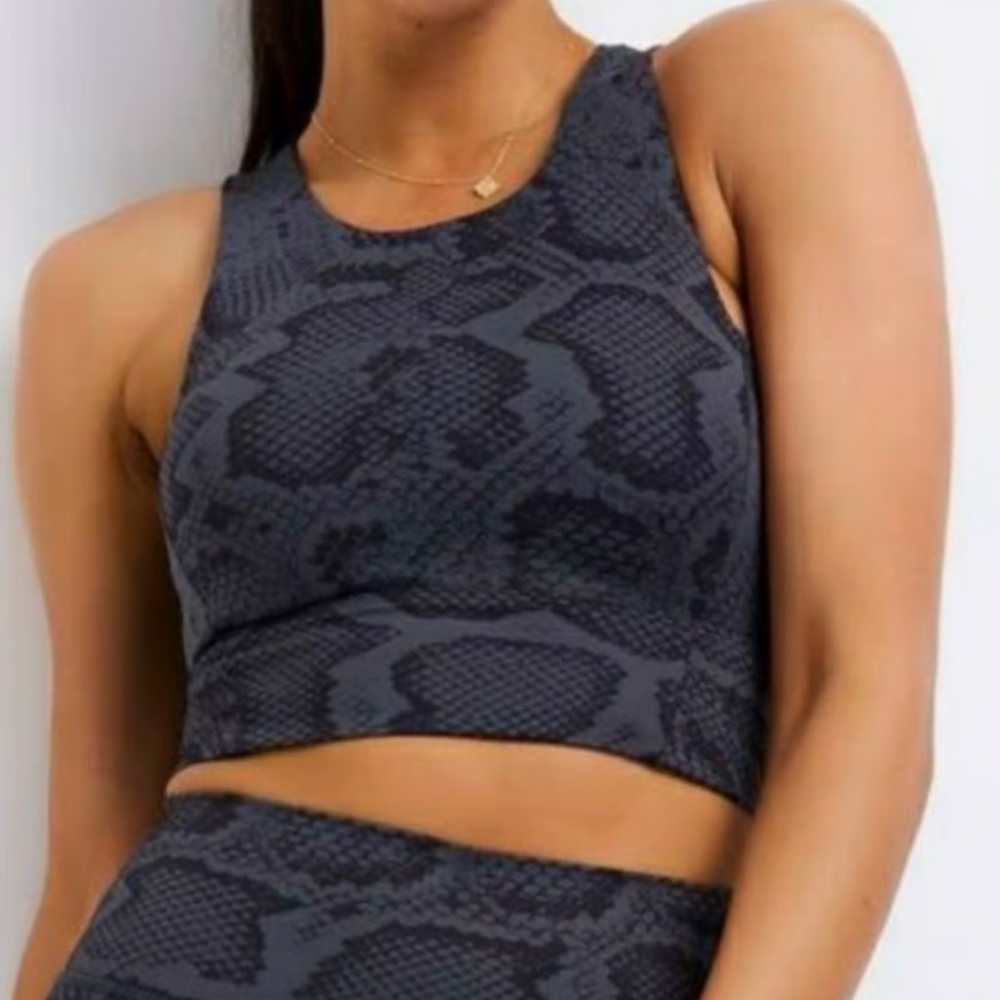 Allfenix Navy snakeskin print padded sports bra/tank top